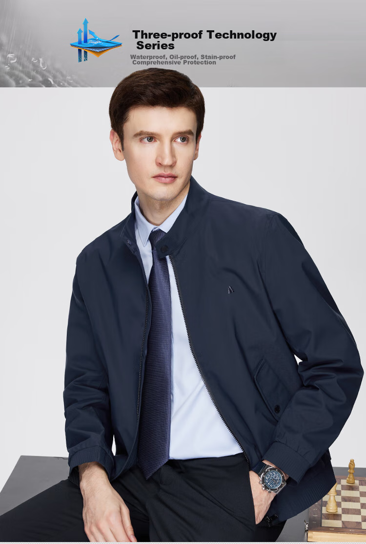 FIRS [Harington Stand-Up Collar] Jacket, Men's Coat, Business Casual Commute Wear, Triple-Protection Technology Menswear Outerwear 1