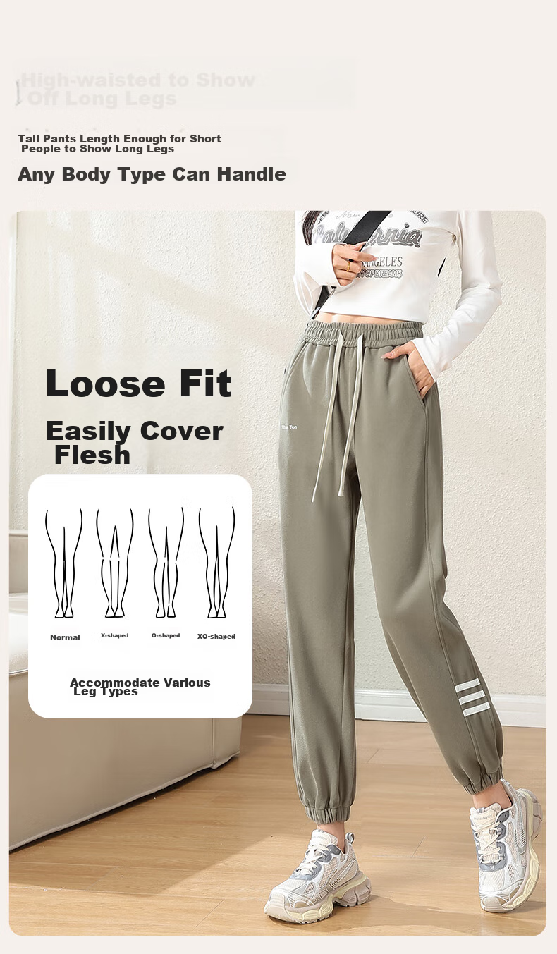 FitonTon Women's Sweatpants, Autumn And Winter Style, Loose-Fitting Joggers, Casual Pants, Versatile Trendy Korean-Style Sweatpants, Slimming Wide-Leg Pants, Size S 8