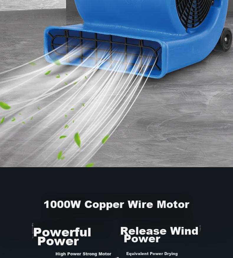 JIEBA BF535, Power 1000W, Wind Speed 25m/s, Floor Blower, Toilet Floor Dryer, Carpet Dryer, Blower (With Wheels + Handle) 6