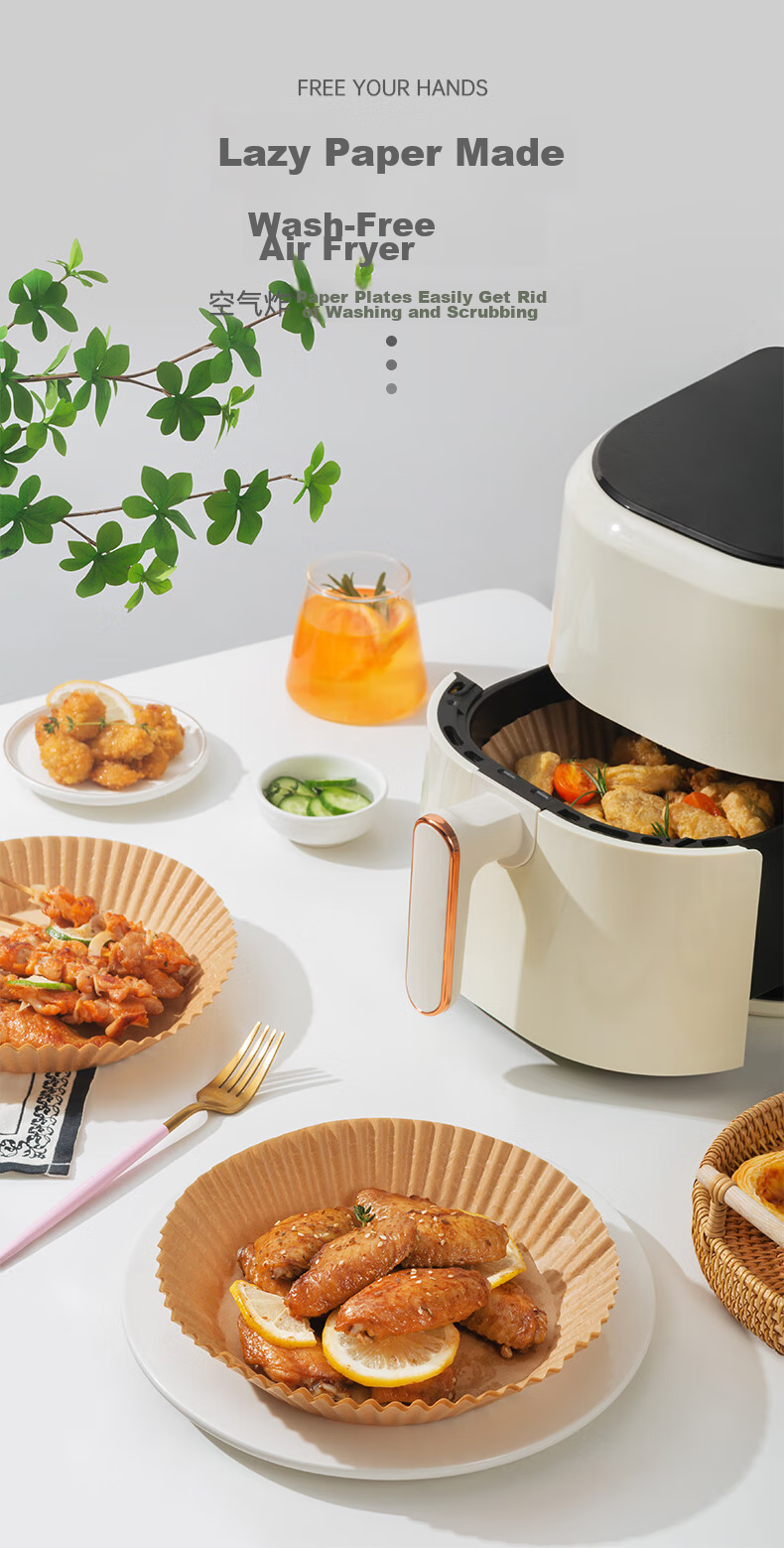 Mohuanchufang Air Fryer Paper, Silicone Oil Paper, Barbecue Paper, Meat Grilling Paper, Baking Paper Tray, Oven Baking Paper, 50 Sheets 2
