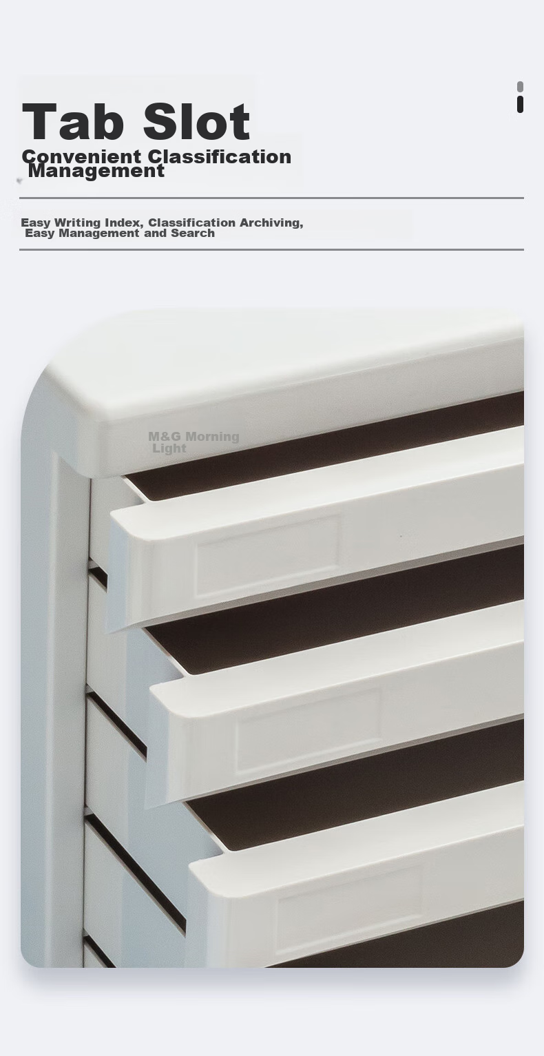 M&G Stationery, 5-Tier Lockable Desktop File Cabinet, Drawer-Style Handle A4 Document Storage Cabinet with Index Labels, Office Supplies, Gray Single Pack ADM95298 7