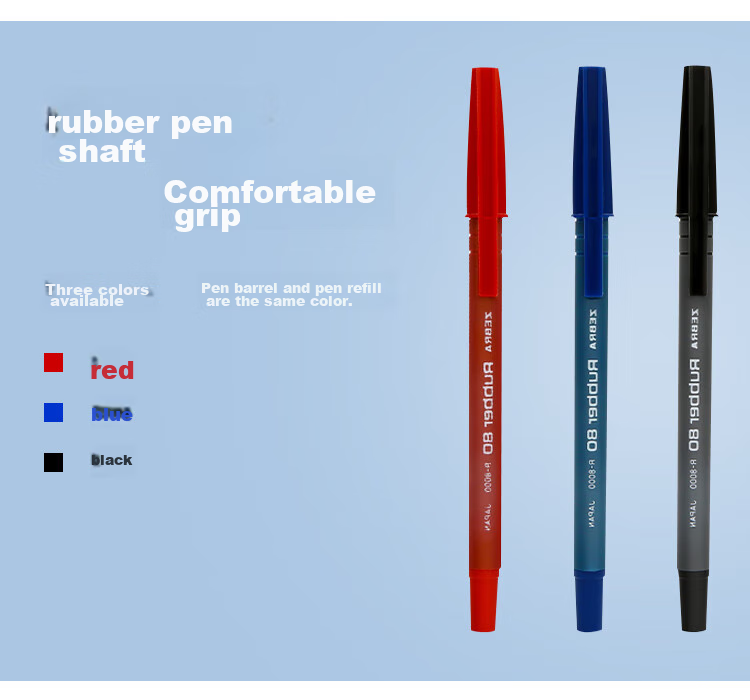 ZEBRA Rubber Barrel Ballpoint Pen, 0.7mm Bullet Tip, Medium Oil Pen, R8000, Blue, Pack of 10 3