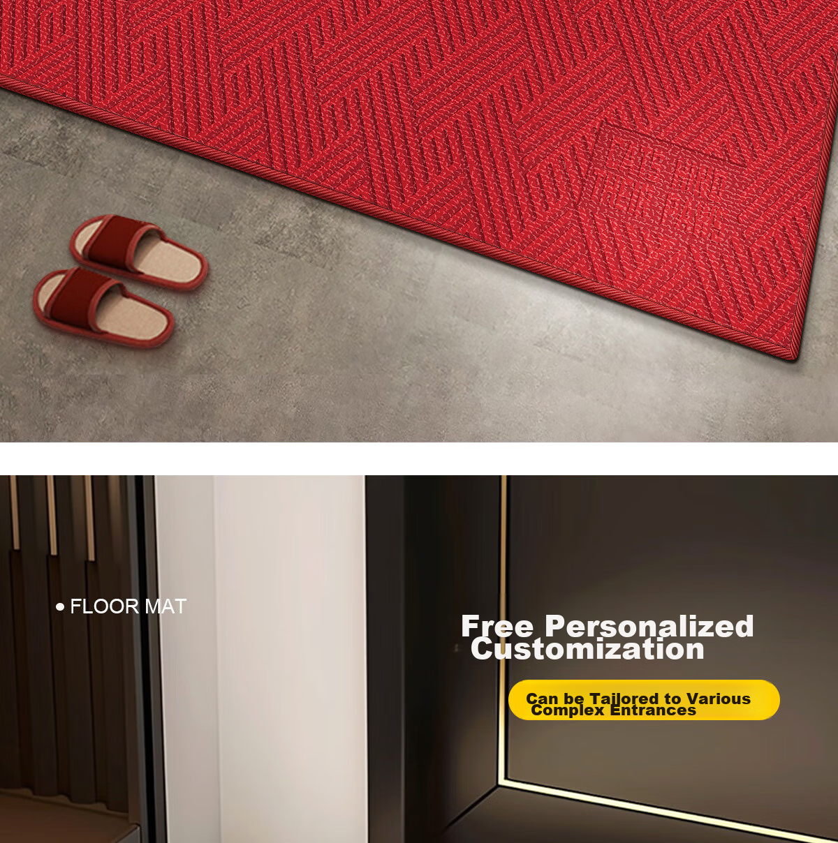 Huaxu Entrance Mat, Doorway Foot Mat, Foyer Mat, Hallway Outdoor Non-Slip Cuttable Red Mat - Elegant 2