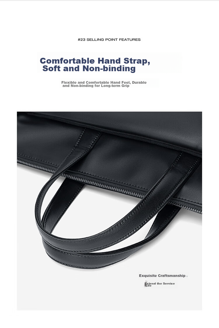 POLO Leather Briefcase, Men's Business Handbag, 16-Inch Laptop Bag, Horizontal Style, Single-Shoulder Document Bag, Birthday Gift 12