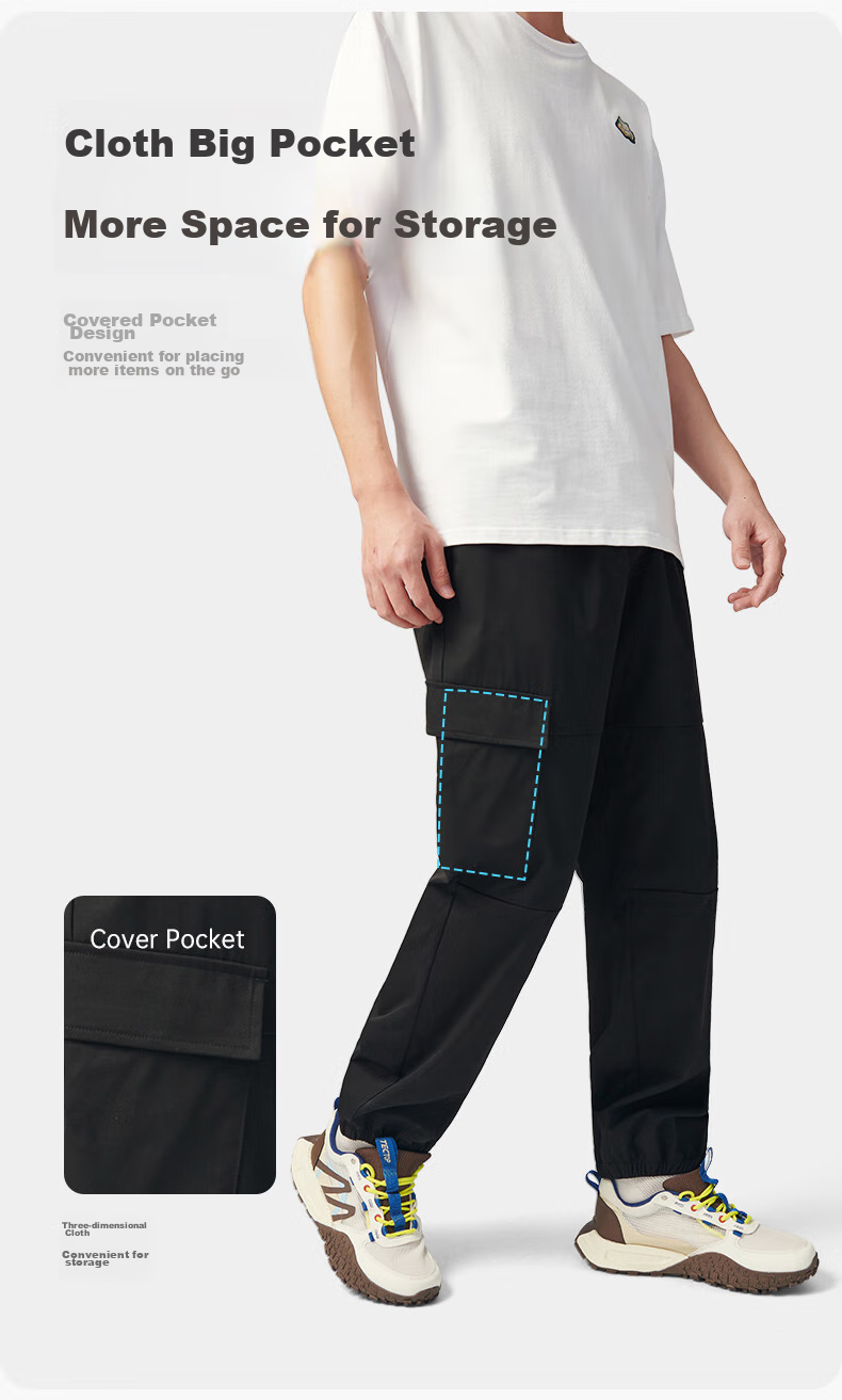 TECTOP Outdoor Lightweight Casual Pants, Couple's Loose-Fit Trousers 2412293XX Men's Classic Black L 5