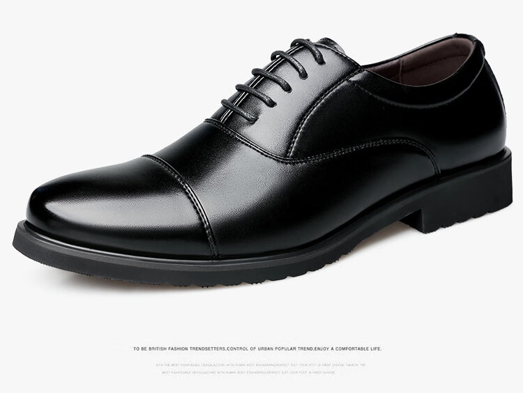 BEIOUTU Men's Leather Shoes, Fashionable Three-Joint Business Formal Shoes, Comfortable Lace-Up Casual Men's Footwear, 8827 Black, Size 41 14