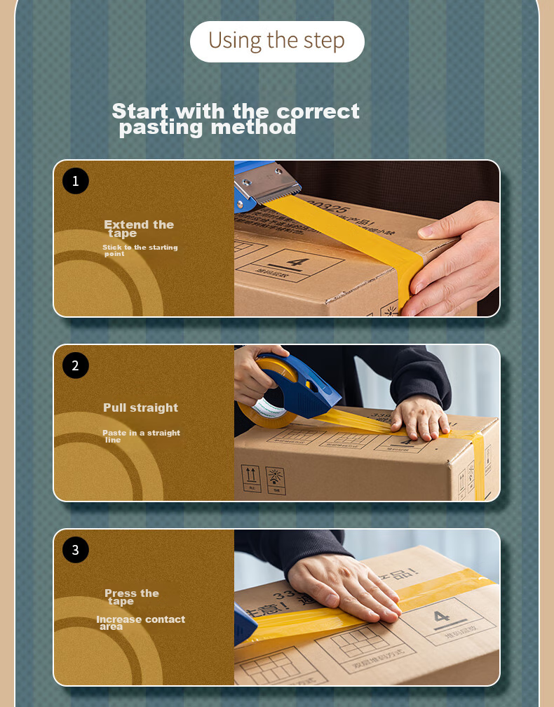 Deli High-Quality Beige Packing Tape, Wide Adhesive Tape, 48mm*100y*50μm (91.4m/roll), 6 Rolls Per Pack, Office Supplies, 30239 11