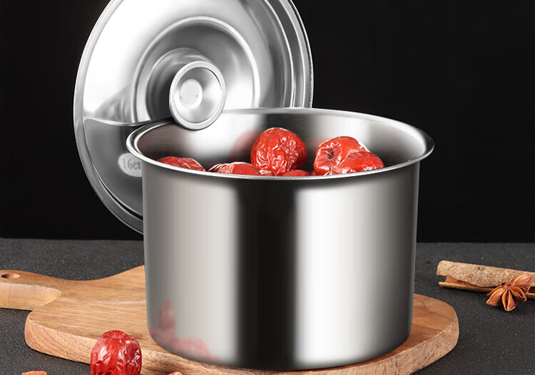Baijie Seasoning Container, Stainless Steel Condiment Jar, Spiced Bowl with Lid, Thickened Lard Canister, Condiment Bucket, Oil Basin, Seasoning Pot 1