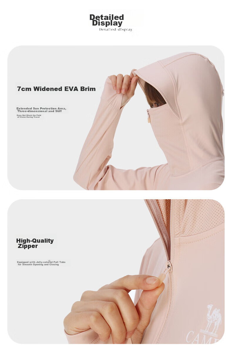 CAMEL Original Yarn Sun Protection Clothing for Men, 2024 Spring And Summer New Style, Cool And Breathable Outdoor Sun Protection Skin Coat Jacket for Women, 0003 20