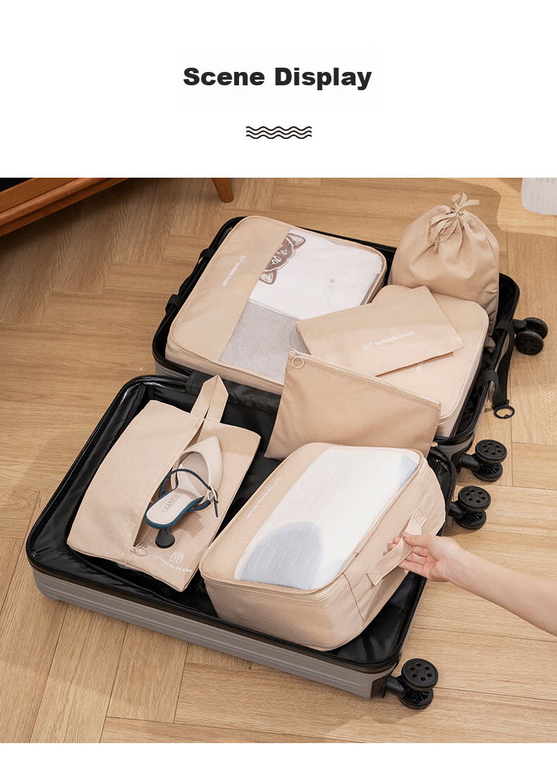 JEKO&JEKO Travel Storage Bags, Clothing Organizer Pouches, Essential for Business Trips, Thickened Suitcase, Cosmetic Storage Bags, 7-Piece Set in Gray 12