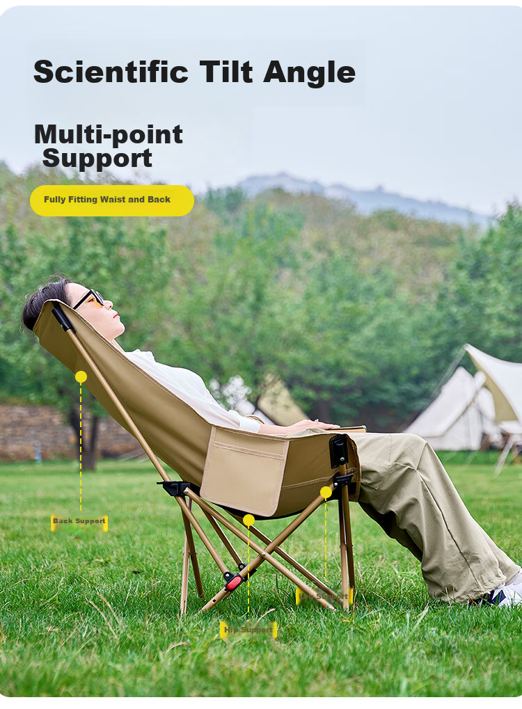 WhitePeak Moon Chair, Outdoor Folding Chair, Camping Chair, Portable Stool, High Back Fishing Stool, Fishing Chair, Camping And Beach Chair 2