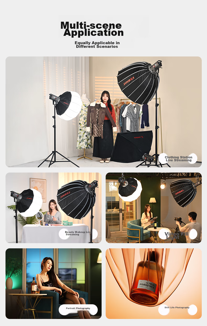 JINBEI EF150 Upgraded JL160BI Live Streaming Video Fill Light, for Streamers, Green Screen, Studio Photography LED Constant Light, Hair Lighting, Atmosphere Lighting, Studio Portrait Deep Shadow Soft Light 4