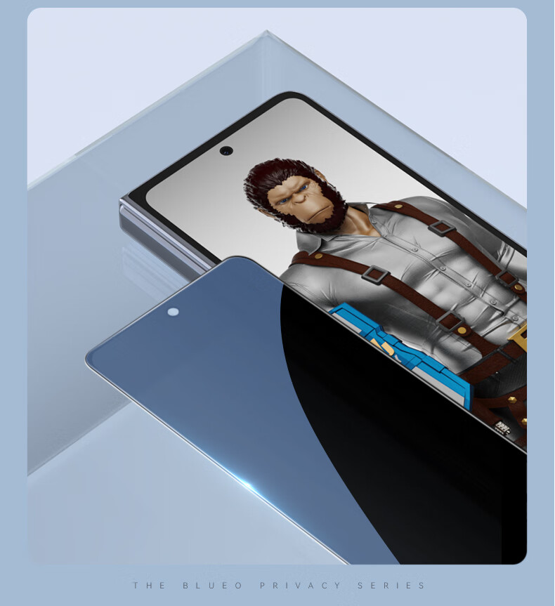 BLUEO Screen Protector for Samsung ZTriFold/ZFold7, Foldable Phone Front Screen Anti-Peeping Tempered Glass Film, Shatterproof Protective Film 3