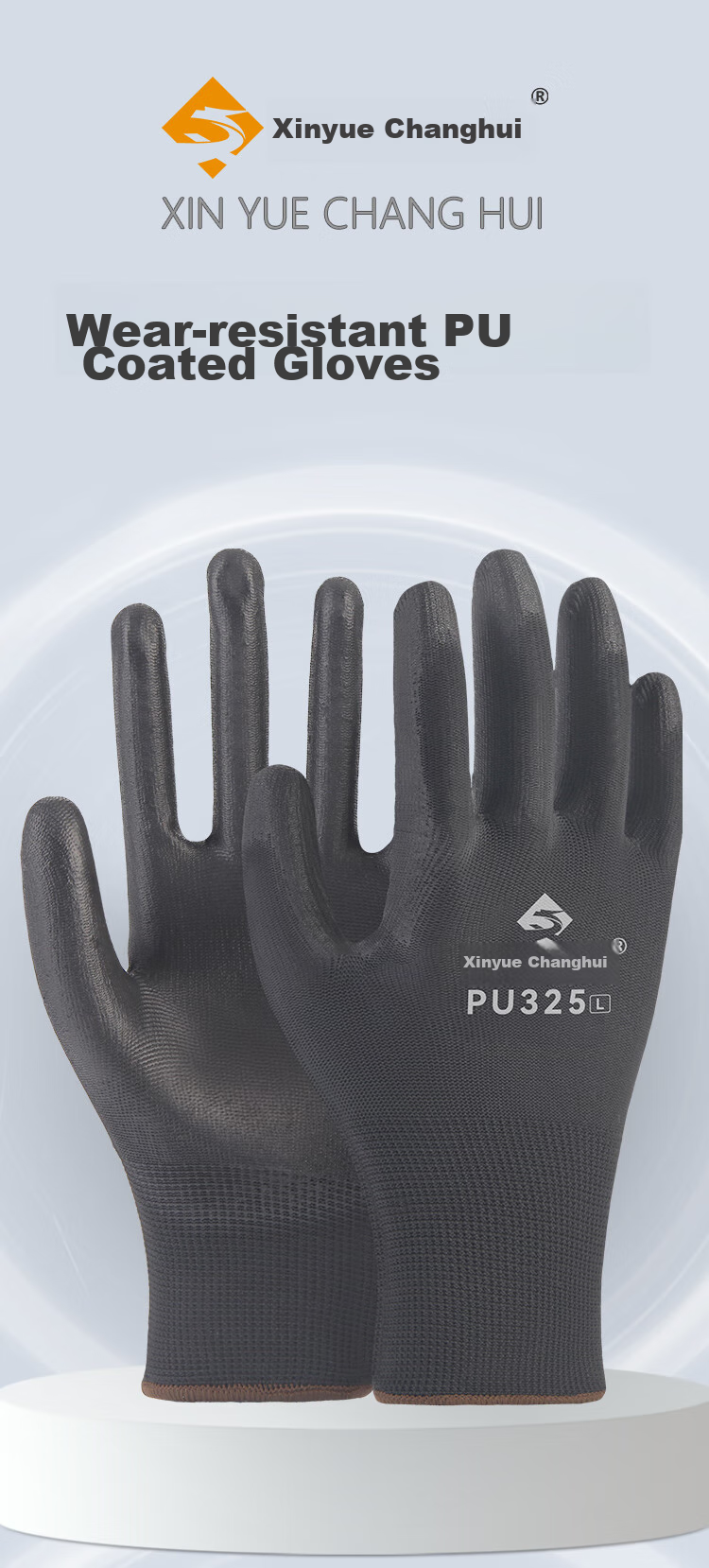 Xinyuechanghui PU Coated Gloves, 12 Pairs/pack, Nylon Work Gloves, Non-Slip Wear-Resistant Protective Work Gloves, Black L Size, PU508 2
