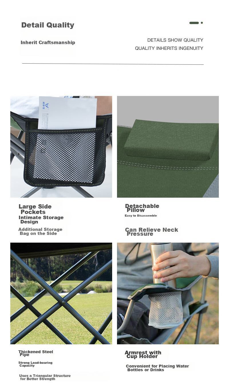 V-CAMP Folding Outdoor Camping Chair, Portable Nap Chair for Hospital Accompaniment, Military Cot, Outdoor Folding Stool 13