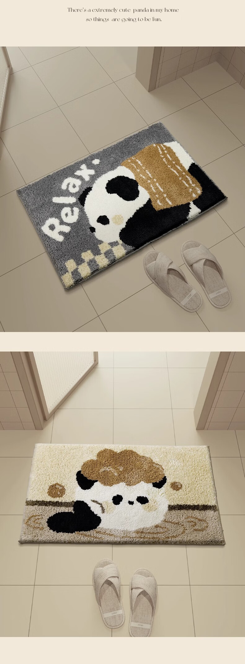 Cute Panda Plush Non-Slip Absorbent Bathroom Floor Mat for Home Toilet Entrance 11