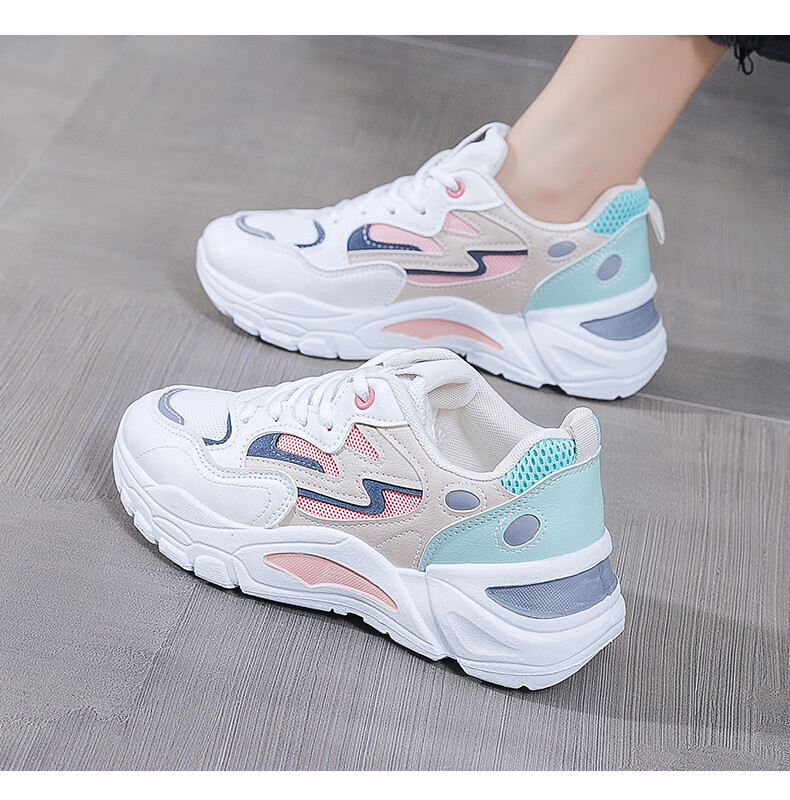 CARTELO Women's Dad Sneakers, Spring Casual White Shoes, Comfortable Sports Shoes, Running Shoes for Women, 0936 White, Size 35 17
