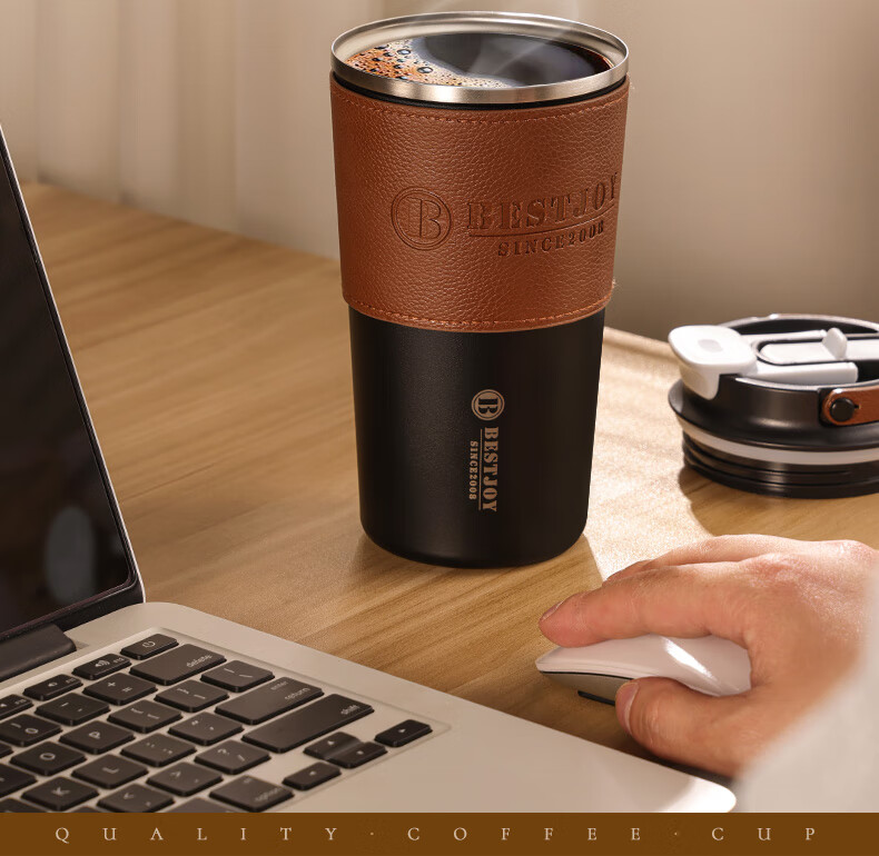 FUGURNG BESTJOY Insulated Mug Coffee Cup for Men And Women with Ceramic Inner Liner Portable Cup with Straw for Students, Pink 520ml 5