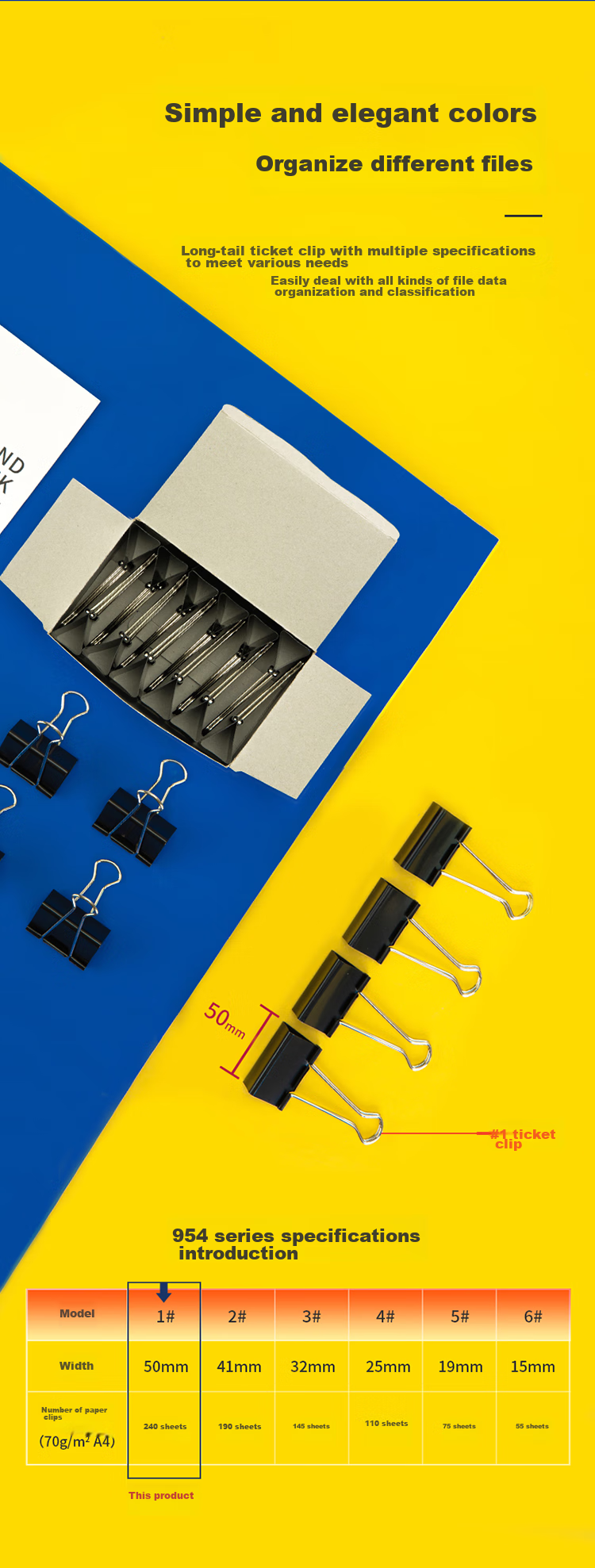 Deli 50mm Extra-Large Metal Black Binder Clips/bill Clips/document Clips, 12 Pieces/box, Office Supplies, 9541 2