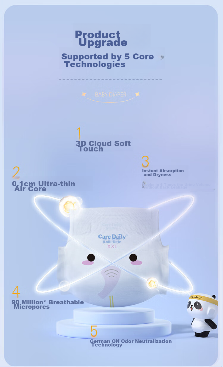 Care Daily Cute Pull-Up Diapers XXL 38 Pieces (Over 15kg), Baby Training Pants, Growth Pants, Diaper Pack 3