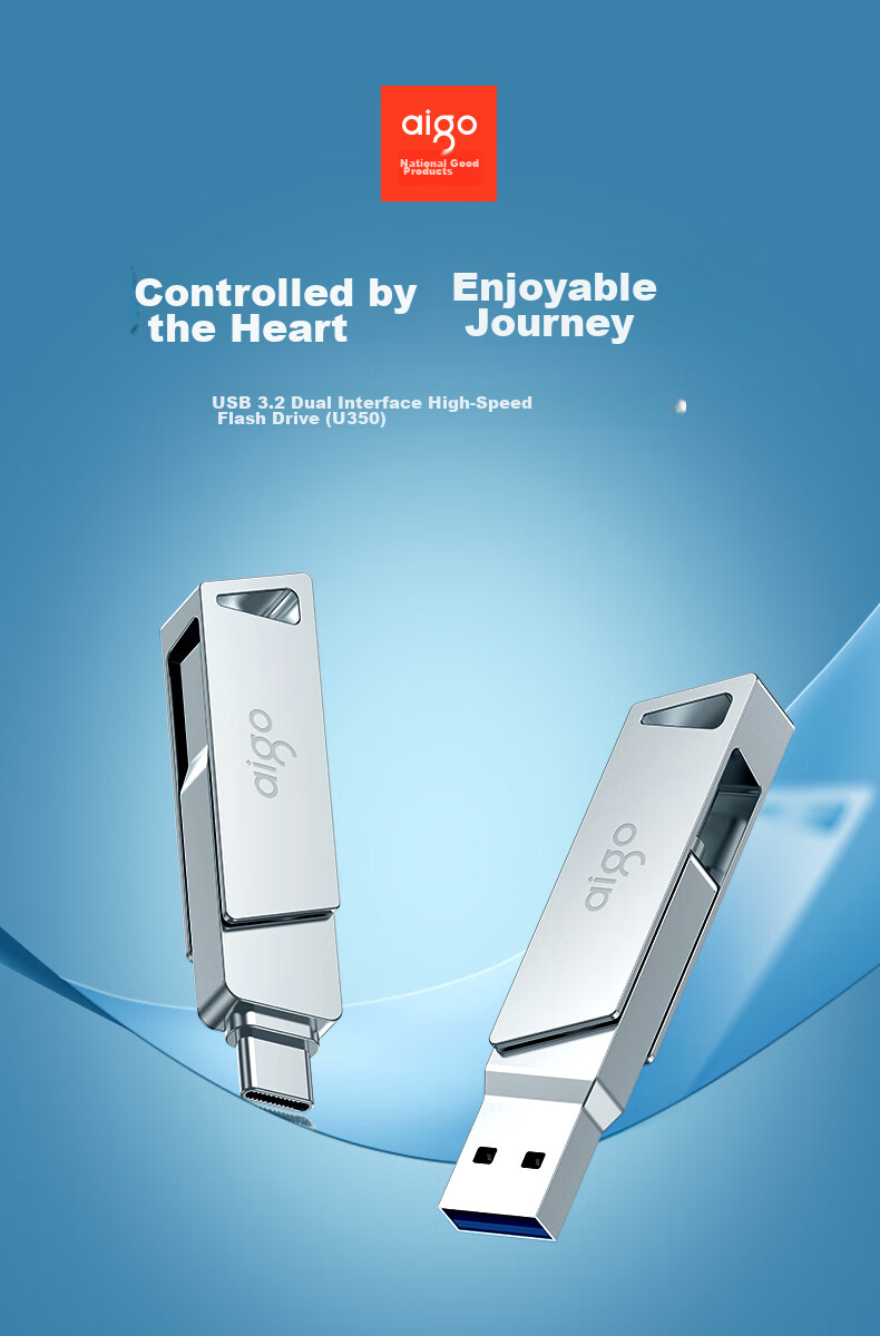 Aigo 64GB Large Capacity 220MB/s USB3.2 Type-C Dual Interface Phone Flash Drive U350 Business Office Study Universal Thumb Drive Compatible with Smartphones, Tablets And Laptops 4