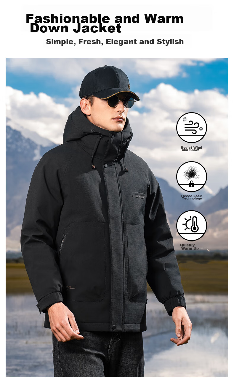 YAYA Men's down Jacket, Short Hooded Style, Thick Warm Coat for Young People, New Winter Outdoor Casual Workwear Jacket 24076 6