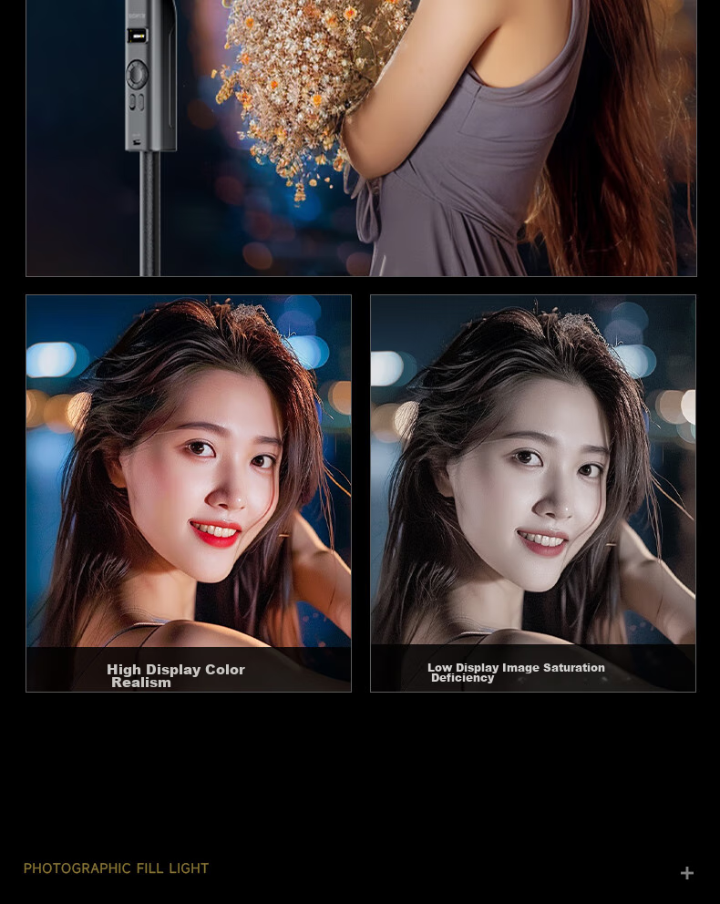 Sidande Flowing Light B400 Stick Light, Handheld Fill Light, 25W Photography Fill Light, RGB Portable Adjustable Color Temperature LED Hair Light, Professional Outdoor Shooting Night Scene Beauty Lighting 12