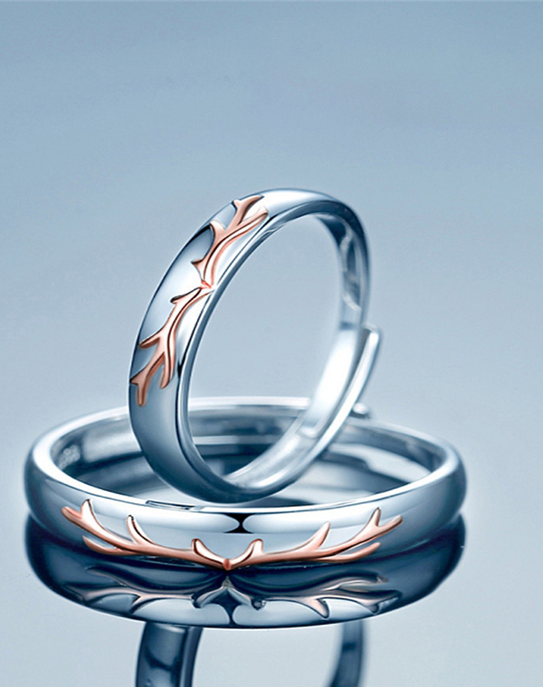 kader卡蒂罗999足银对戒情侣戒指一对活口鹿角礼物