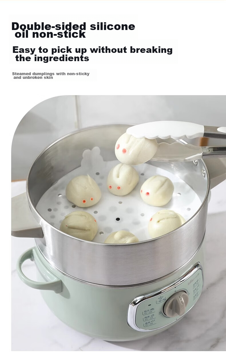 Jiamo Disposable Steamer Cloth, Silicone Oil Non-Stick Paper, for Steamed Buns And Cakes, Baking Liner, Diameter 24cm, 100 Sheets of Steamer Oil Paper 10