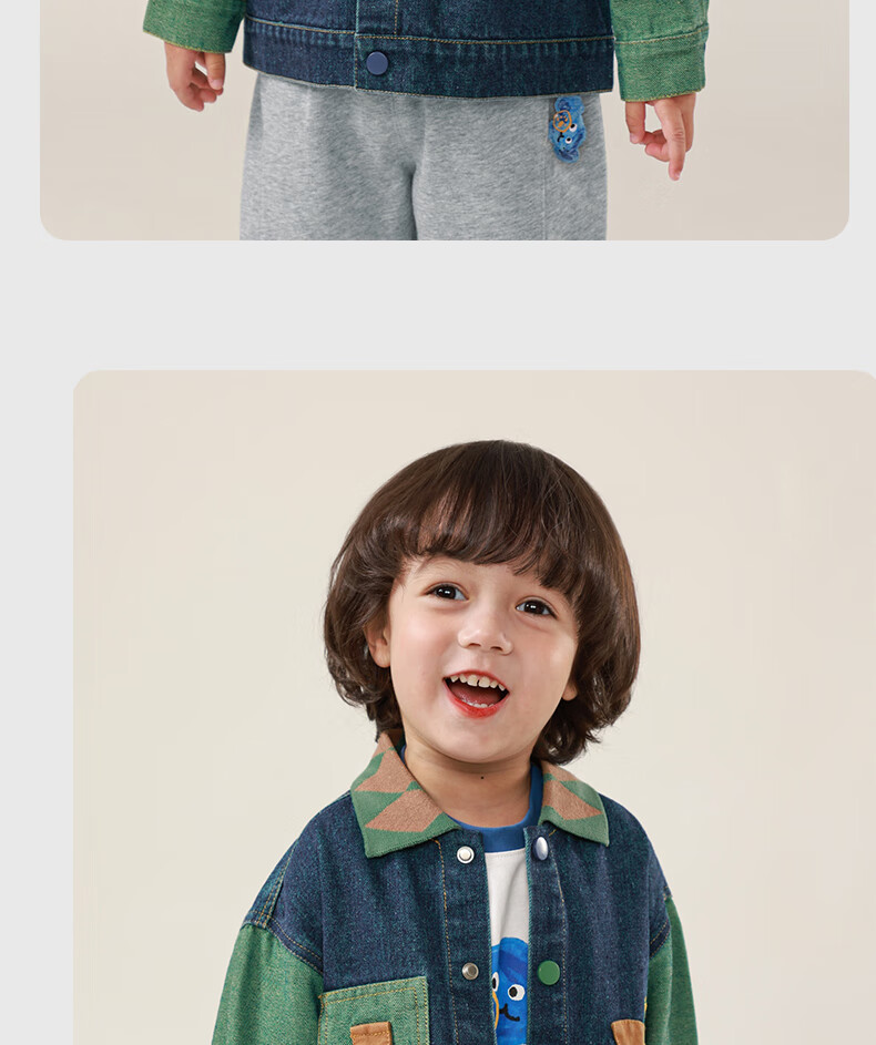 Ciciibear Boys' Jacket, Spring And Autumn Style, Baby Denim Top, Children's Autumn Clothing, Retro Toddler Outfit 12