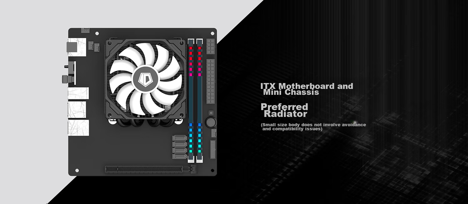 ID-COOLING (Kuren) Downward-Facing Air-Cooled CPU Cooler with 5 Heat Pipes Direct Contact, 12CM Fan, Compatible with LGA1200/1700/AM4/5, ITX NAS IS-50X V3 8