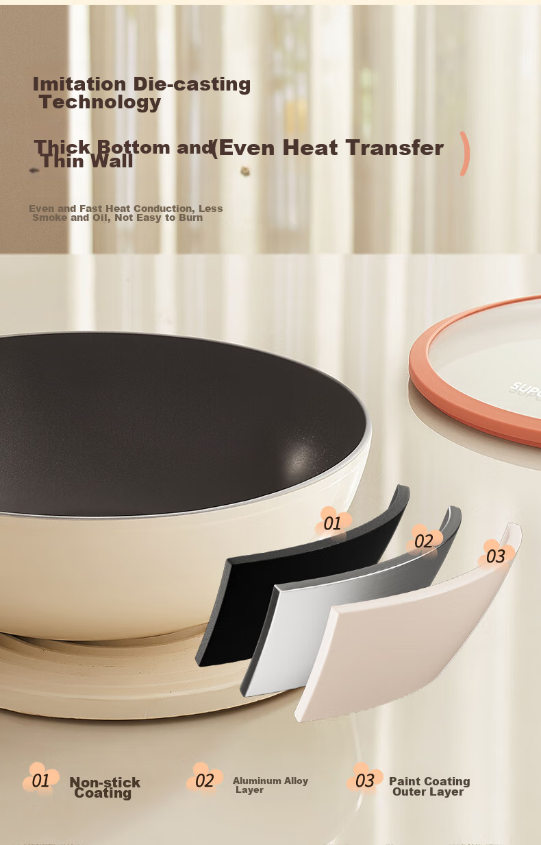 SUPOR Titanium Non-Stick Lightweight Wok Red Dot Gas and Induction Cooker Compatible Dishwasher Safe EC32AQL01 12
