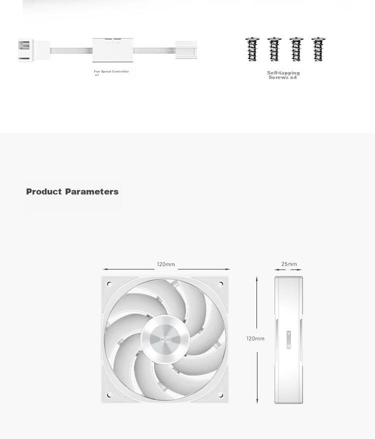 PCCOOLER F5R120BK Three-Pack Case Fan Set / FDB Bearing / Metal CD Texture / Three-Speed PWM Speed Control / Triangular Geometric Patter 11