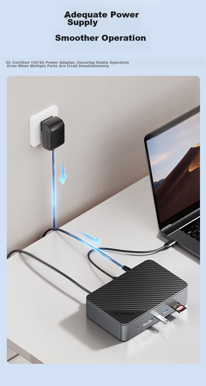 ORICO Hard Drive Enclosure Expansion Dock M.2/3.5 Inch SSD Enclosure Type-C Converter USB3.2 High-Speed USB-C to HDMI Network Port Desktop Expansion Dock D35M2 12