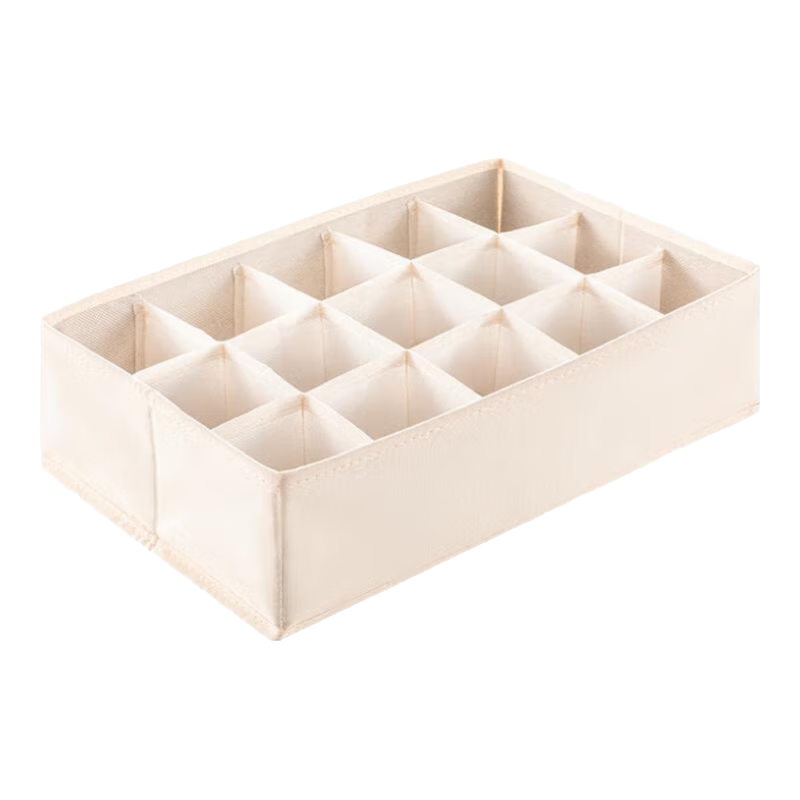Taili Underwear Storage Box, Sock And Clothing Organizer with 15 Compartments, Home Storage Basket for Closet Organization, 1 Piece in Beige