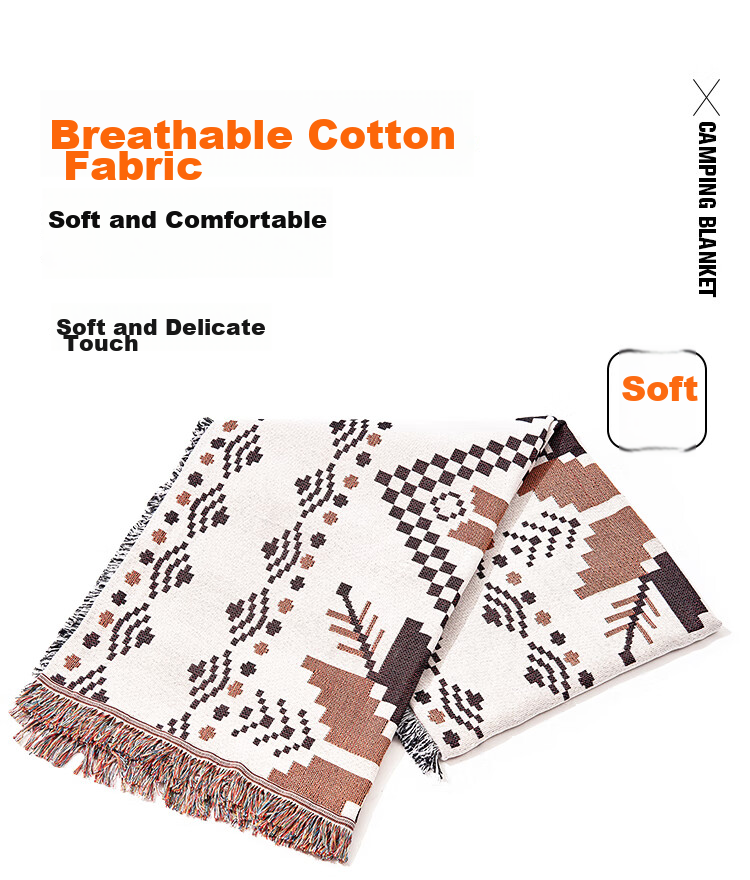 Suncojia Picnic Mat, Ethnic Style Camping Blanket, Camping Tablecloth, Carpet, Shawl, Tassel Mat 1.8*2.3 Meters 3