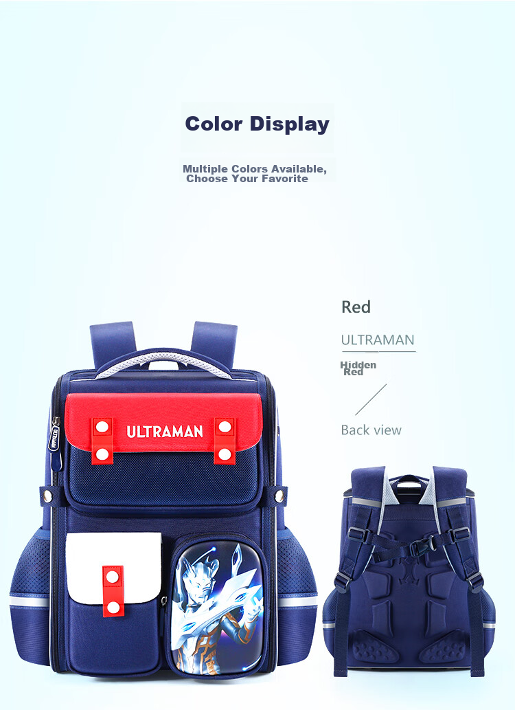 Ultraman Backpack for Primary School Boys in Grades 1-4, Lightweight Children's Double Shoulder Bag with Reduced Weight, Dark Gree 11