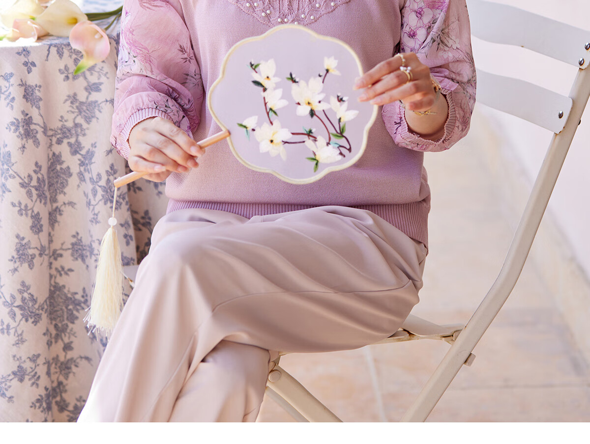 YUZHAOLIN Traditional Chinese Style 3/4 Sleeve T-Shirt for Middle-aged and Elderly Women, Grandma Top Y244T5825 9