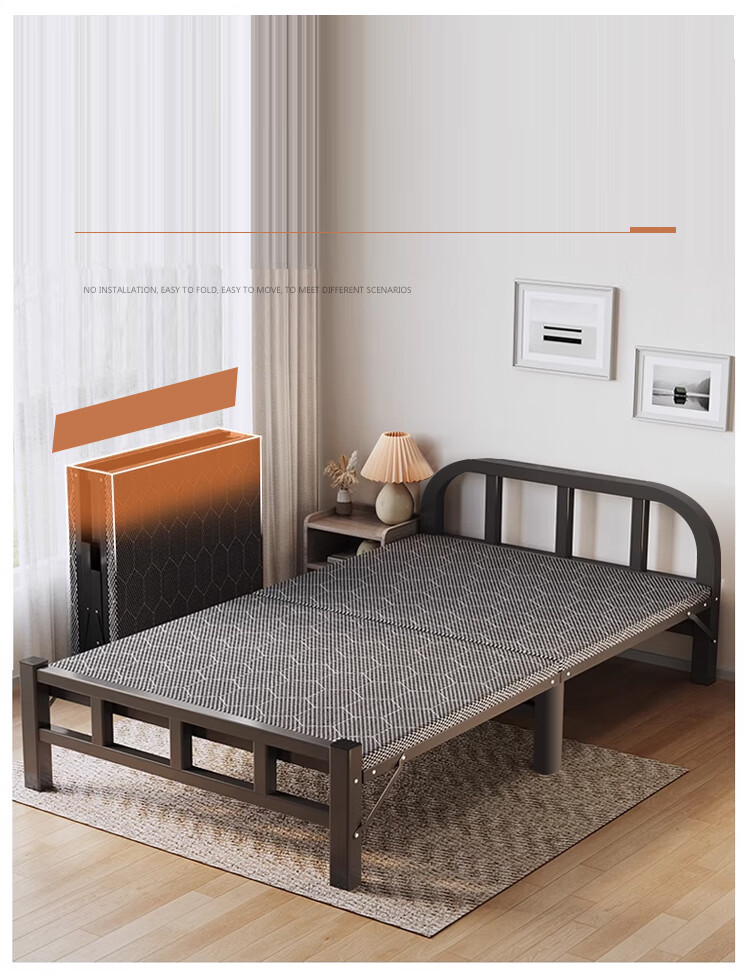L&S Folding Bed, Single Bed for Home Use, Nap Bed, Camping Bed, No Assembly Required, Hard Board Bed, Accompanying Bed, BGC857 White, 120cm 7