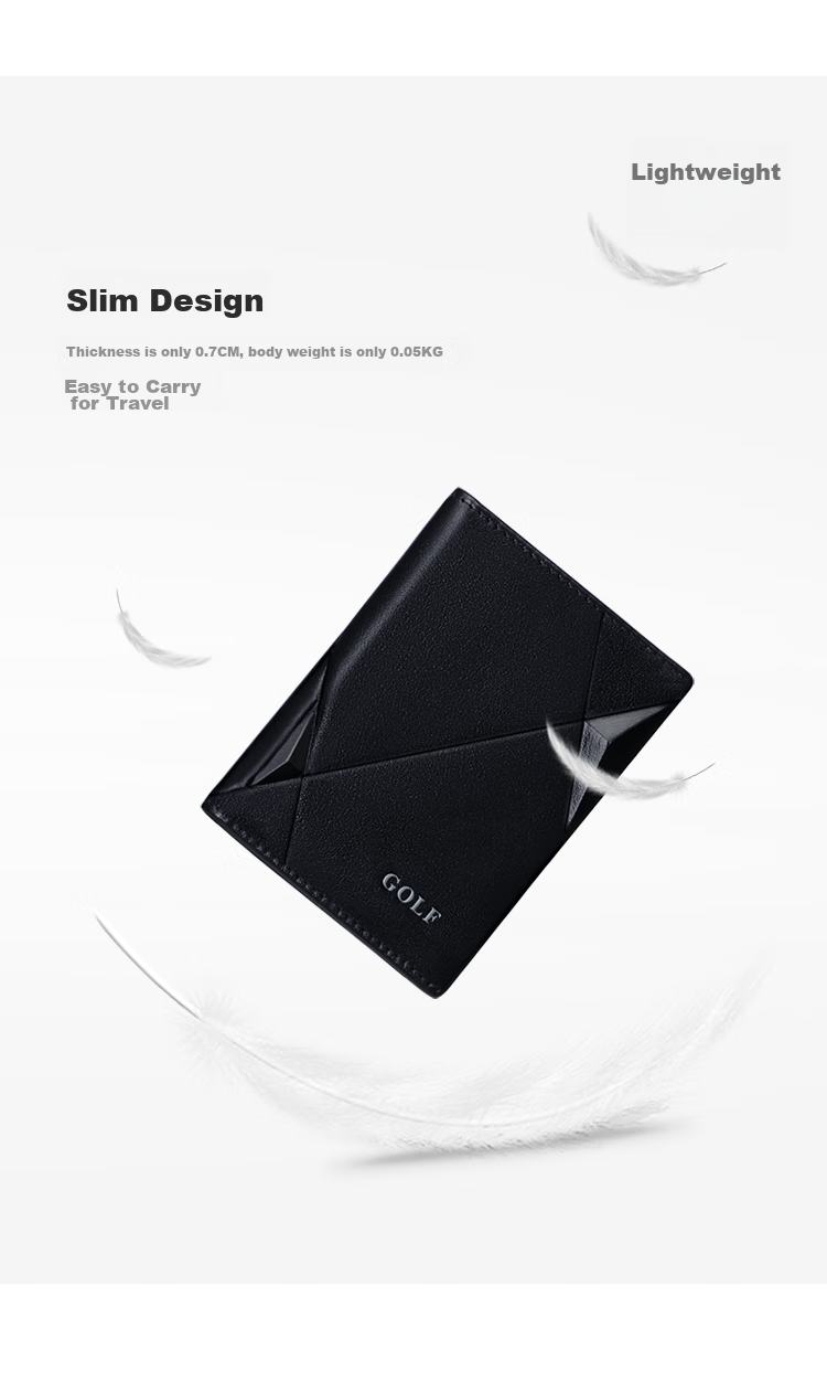 GOLF Top-Grain Leather Card Holder for Men with Multiple Card Slots, Bank Card Holder, Slim Leather Case for Cards, Vertical Style Small Wallet 10