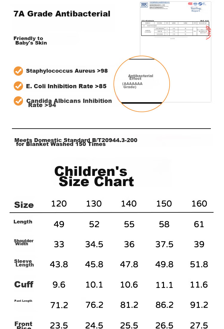 MiiOW Children's Pajamas for Girls, Size 40S, Pure Cotton, 5A Antibacterial, Home Wear Set, Half-Open Collar, Long Sleeves, Light Gray-Green, 150cm 12