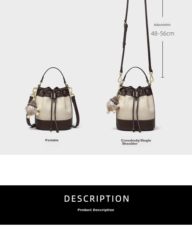 Viney Leather Handbag, Women's Crossbody Bucket Bag, Luxury Shoulder Tote Bag, Practical Birthday Mother's Day Gift for Mom 10