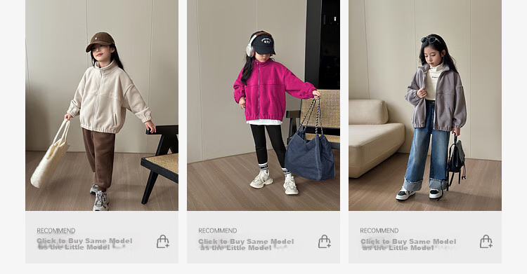 LUSON Chen Da Zhu Girls' Jacket, Autumn And Winter New Style, Double-Sided Fleece, Children's Sports Outerwear, New Year's Outfit 3