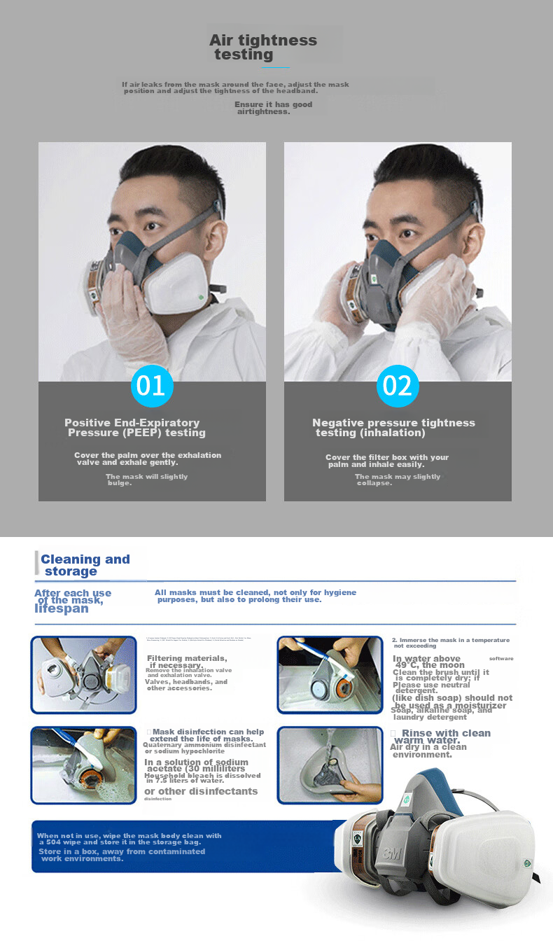 3M 6502+2097 Silicone Dust And Toxic Gas Mask Respirator for Breathing Protection Against Particulates, Organic Vapors, And Odors 16