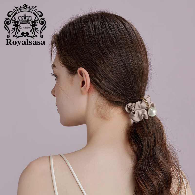 Royal Sasa Pearl-Like Luxury Hair Tie, Elegant Adult High Ponytail Hair Band for Wome