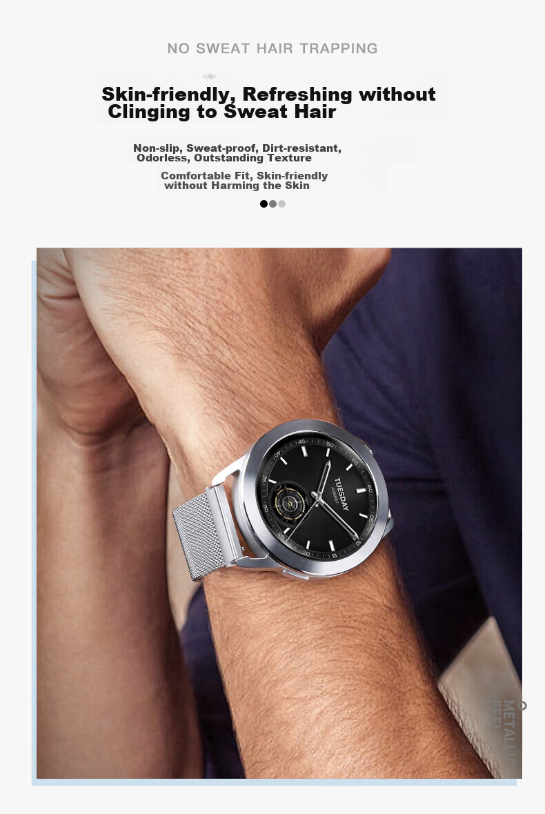 Watchbond Compatible with Xiaomi Watch 5/S4/S5 Sport Milanese S3/2/S1 Pro Watch Band, Magnetic Stainless Steel Sports ESIM Commemorative Edition Summer Strap 6