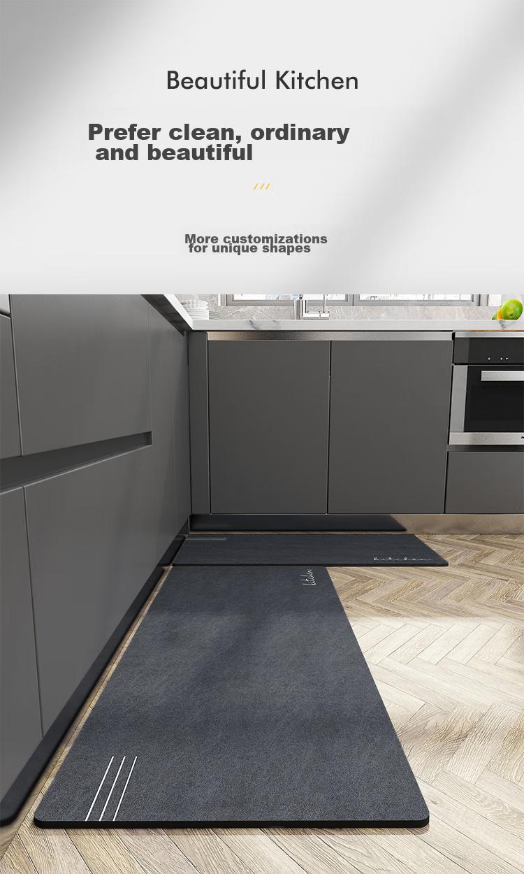 Qiqijia Household Kitchen Floor Mat, Wipeable, No Cleaning Required, Dirt-Resistant Foot Mat, Oil-Absorbing, Water-Absorbing, Long Strip, Non-Slip, Oil-Proof, Waterproof Mat 1