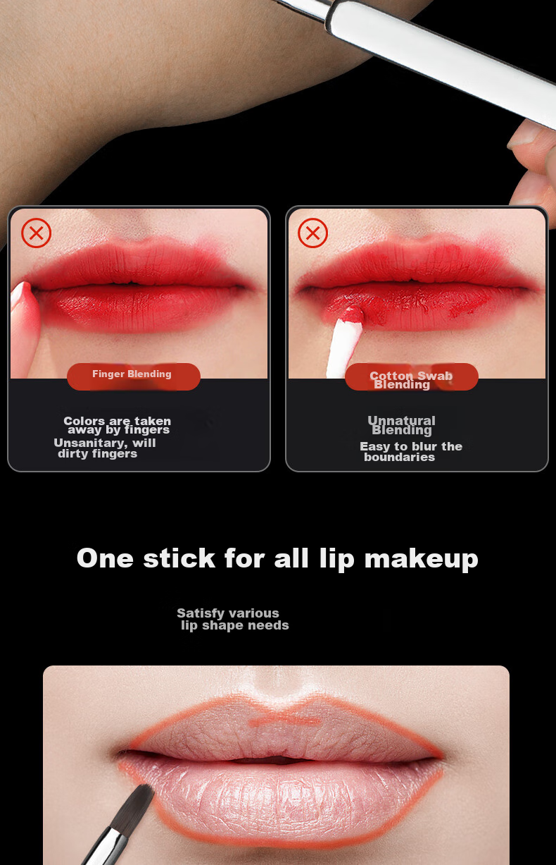 AOLANLA Portable Retractable Lip Brush, Skin-Friendly Soft Lipstick Brush, Multifunctional Blending And Concealing Brush, Single Makeup Brush 3