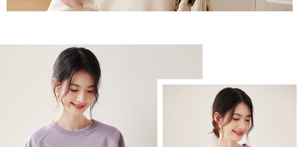 PinCai Relaxed Fit Sweatshirt for Women, Solid Color Round Neck Simple Loose Sweatshirt, Fashionable Casual Versatile Top P143W1031 39