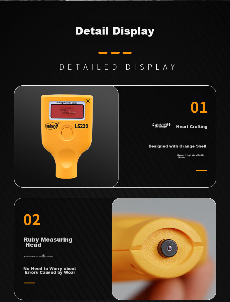 Linshang Bluetooth Rechargeable Paint Film Meter LS237, Used Car Iron Powder Putty Paint Surface Detector, Coating Thickness Gauge 20